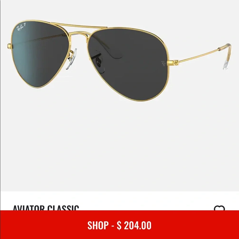 Ray-Ban Gold Frame Black Lens Aviator Sunglasses - Picture 10 of 11